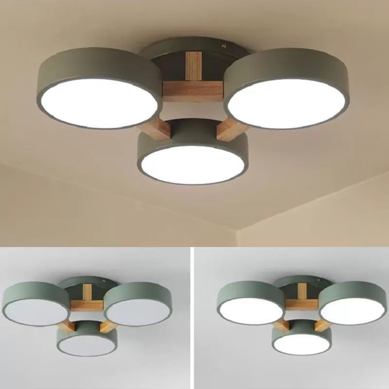 Metal Drum Semi Inbouw Licht Woonkamer 3 Hoofden Macaron Loft Plafondlamp