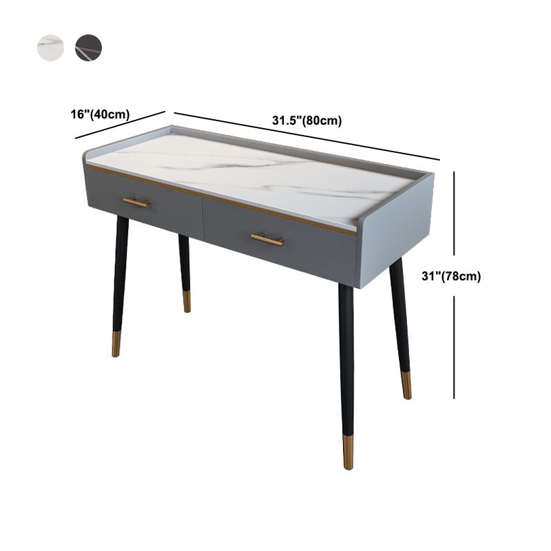 Luxurious Makeup Vanity Stone Top Dressing Table in Grey Finish