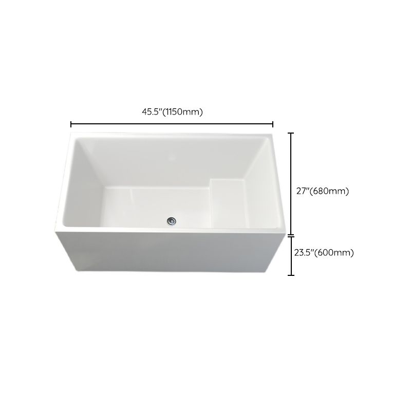 Contemporary Soaking Freestanding Bathtub Acrylic Rectangular with Center Drain