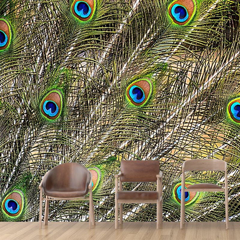 Photography Stain Resistant Mural Wallpaper Peacock Feather Living Room Wall Mural