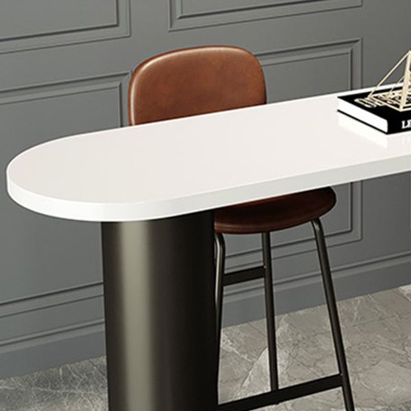 Contemporary White Wood Bar Table Double Pedestal Bar Dining Table
