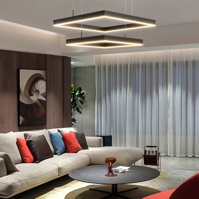 Luz de lámparas de lámparas de araña cuadradas de dos niveles simples de dos niveles