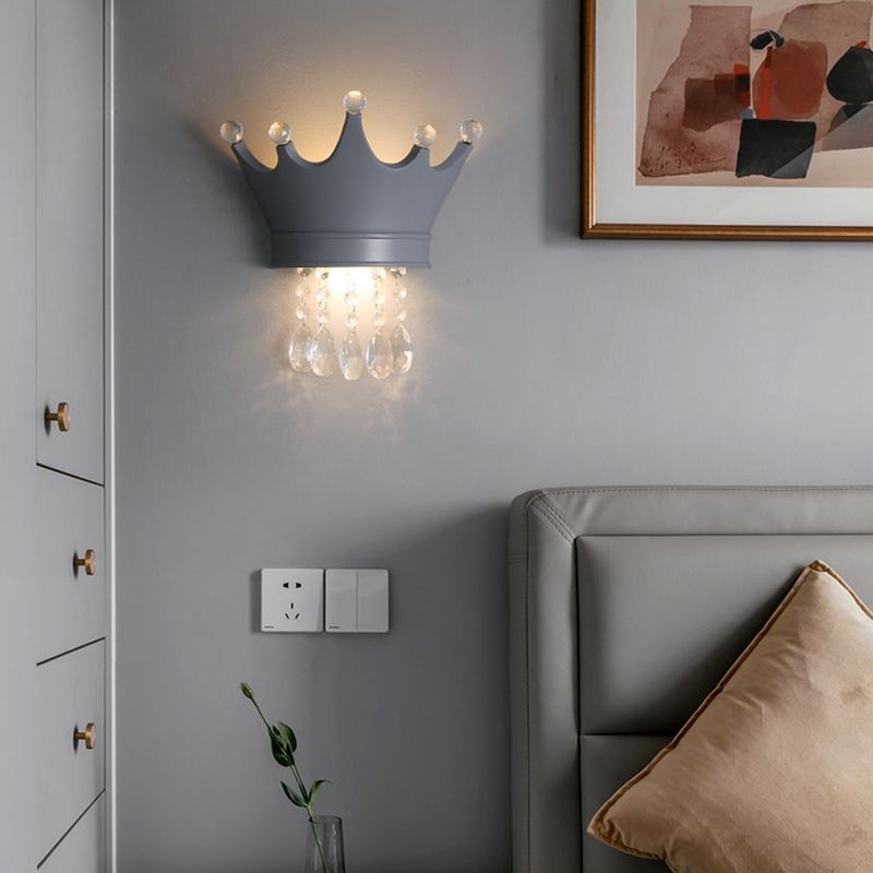 Estilo moderno de la pared colorida colorida de forma de la corona de pared con cristal para dormitorio