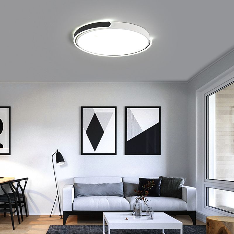 Round LED Ceiling Light Fixture Modernism Metal Bedroom Flushmount Lighting with Acrylic Diffuser