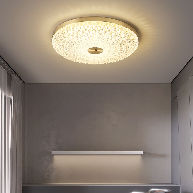 1-Light Drum Flush Mount Lighting Modern Acrylic Ceiling Lighting