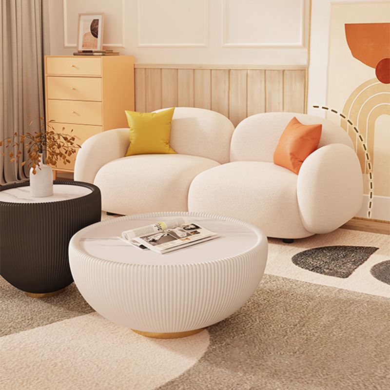 27.5" H Modern Faux Leather/wool Square Arm Sofa For Living Room