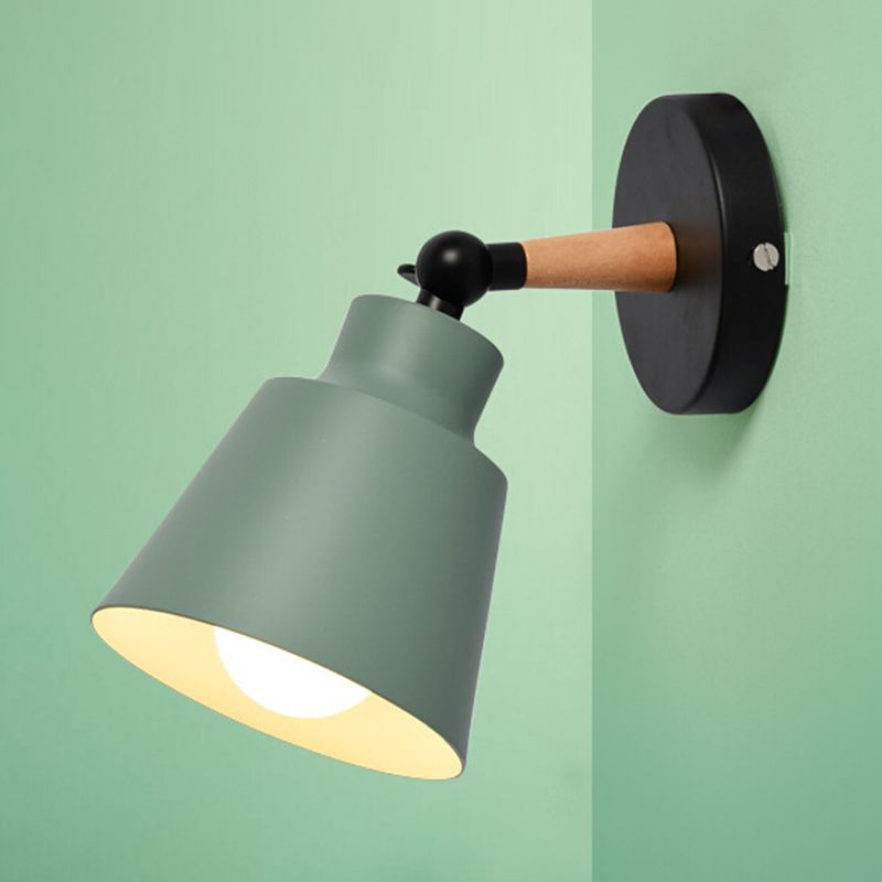 Contemporary Wood Wall Light Flush Mount Macaron Lighting for Living Room