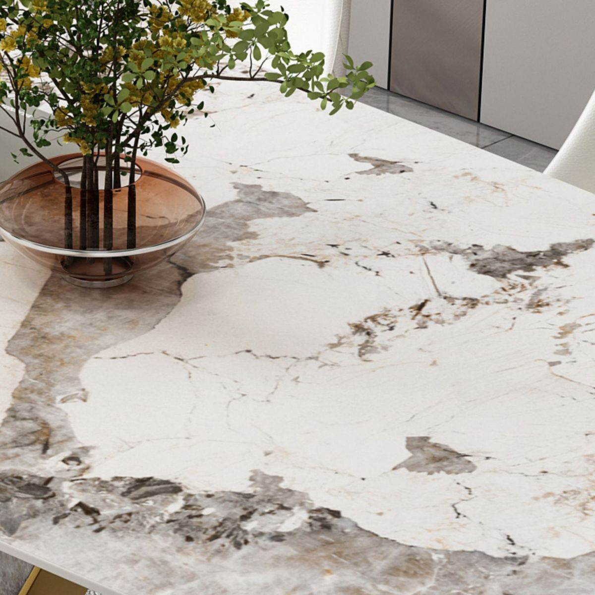 Luxurious Sintered Stone Top Dining Set Rectangular 1/4/5/7 Pieces Dining Room Table Set