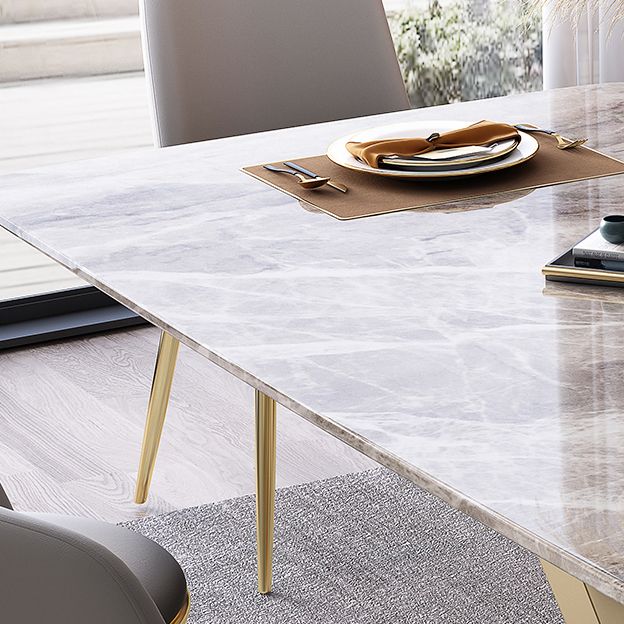 Luxury 1/2/5/7 Pieces Grey Dining Set Sintered Stone Dining Table Set with Leather Chairs