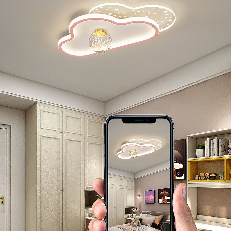 Plafonnier LED en métal de style contemporain, luminaire de plafond en forme de nuage, pour chambre à coucher