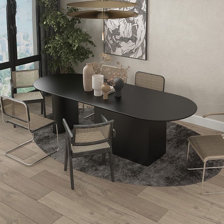 Minimalism Wood Oval Dining Table Wood Base Dining Table with Cabinet
