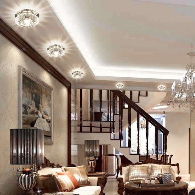 Plafonnier encastré ultra fin en cristal moderne pour salon