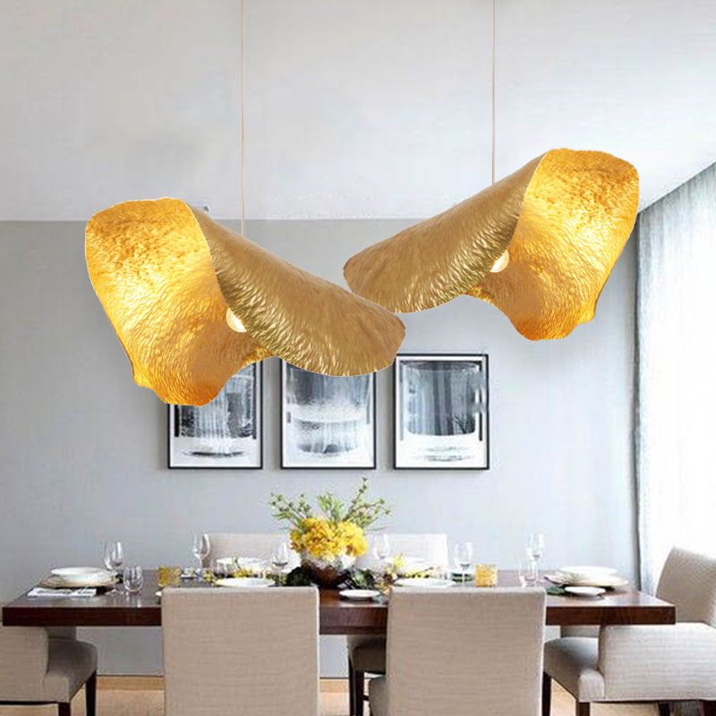 Metal Shaded Pendant Light Kit Contemporary Gold Hanging Light Fixture for Restaurant