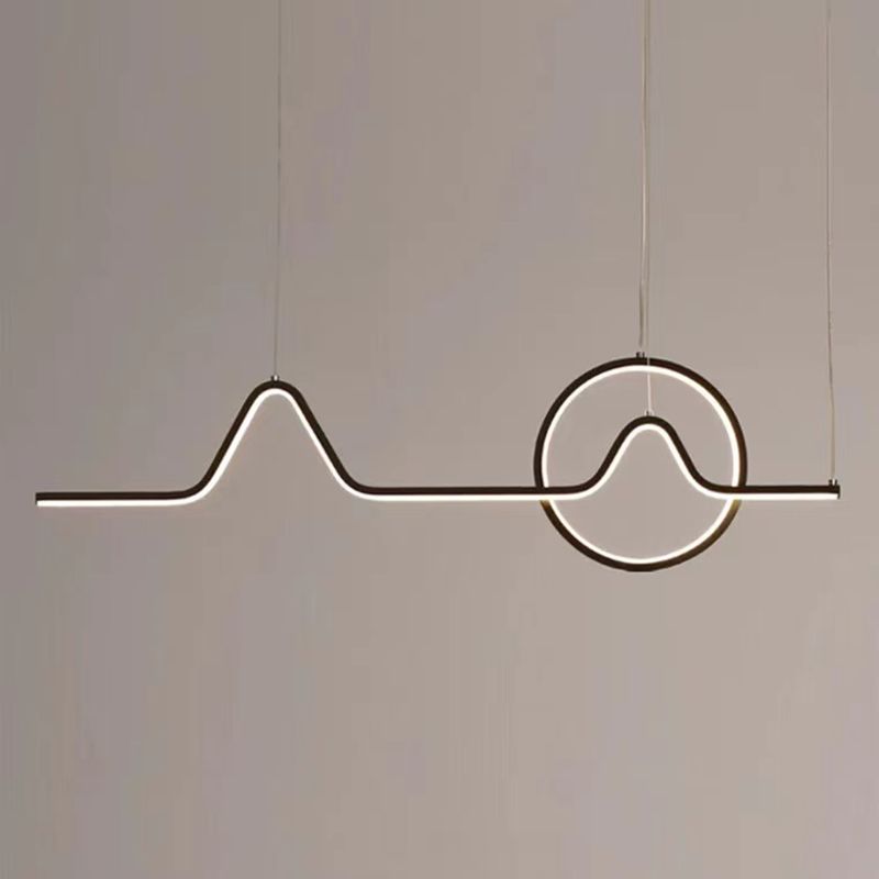 2-Light Modern Ceiling Light Golden/Black LED Island Lighting for Dining Room