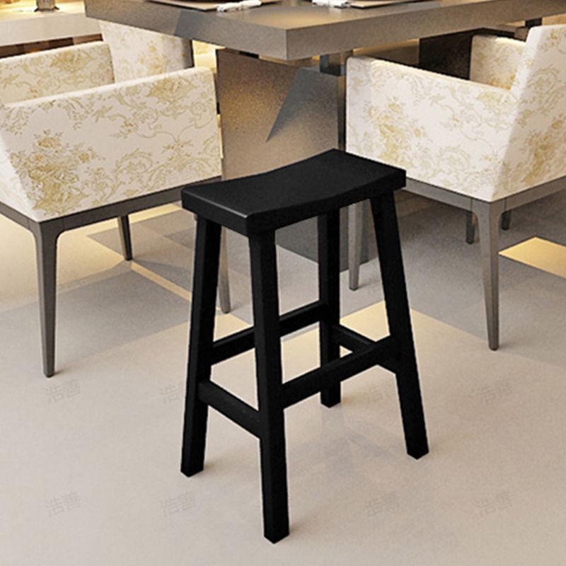 Modern Indoor Solid Wood Counter & Bar Stool Saddle Seat Backless Bar Stool