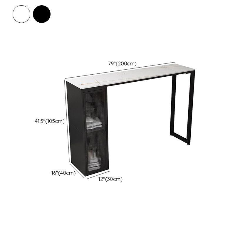 Industrial Sintered Stone 1/2/5 Pieces Bar Table Set Rectangle Bar Table with Metal Legs