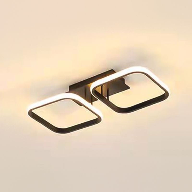 Metall quadratische Schatten Flush Deckenleuchte moderne Multi -Leuchten Flush -Montierung in Schwarz