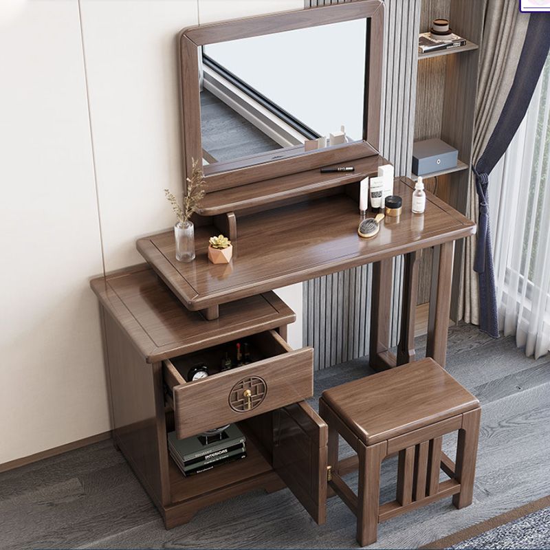 Traditions With Drawer Brown Mirror Bedroom With Stool Make-up Vanity