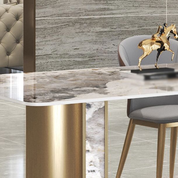 Luxury 1/3/4/5/7 Pieces Dining Set Sintered Stone Top Dining Table with Leather Chairs