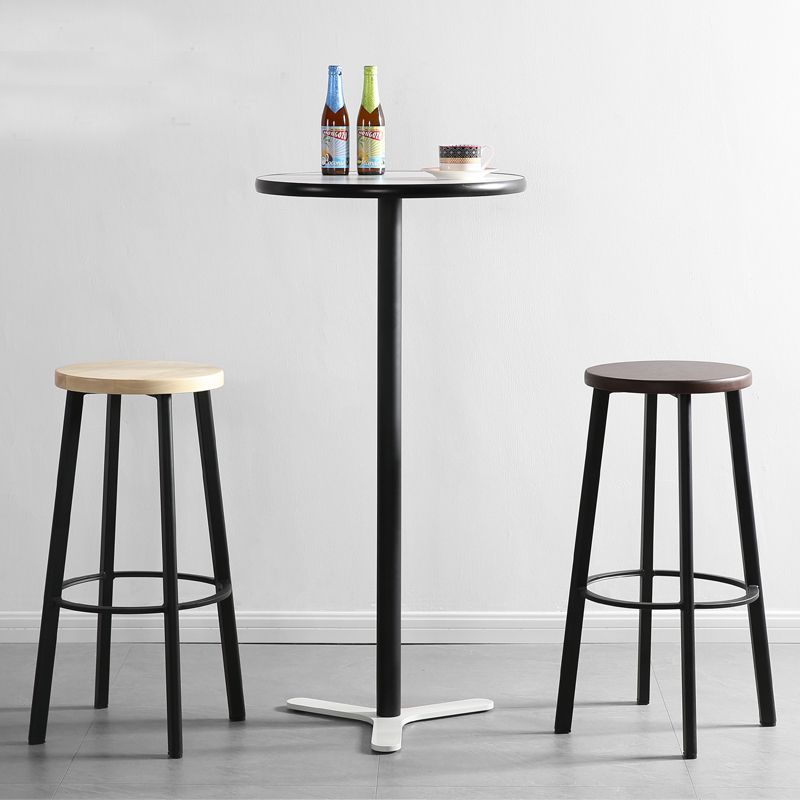 Modern Minimalist Bar And Counter Stool Wrought Iron Solid Wood Cafe Bar Stool,Set of 4