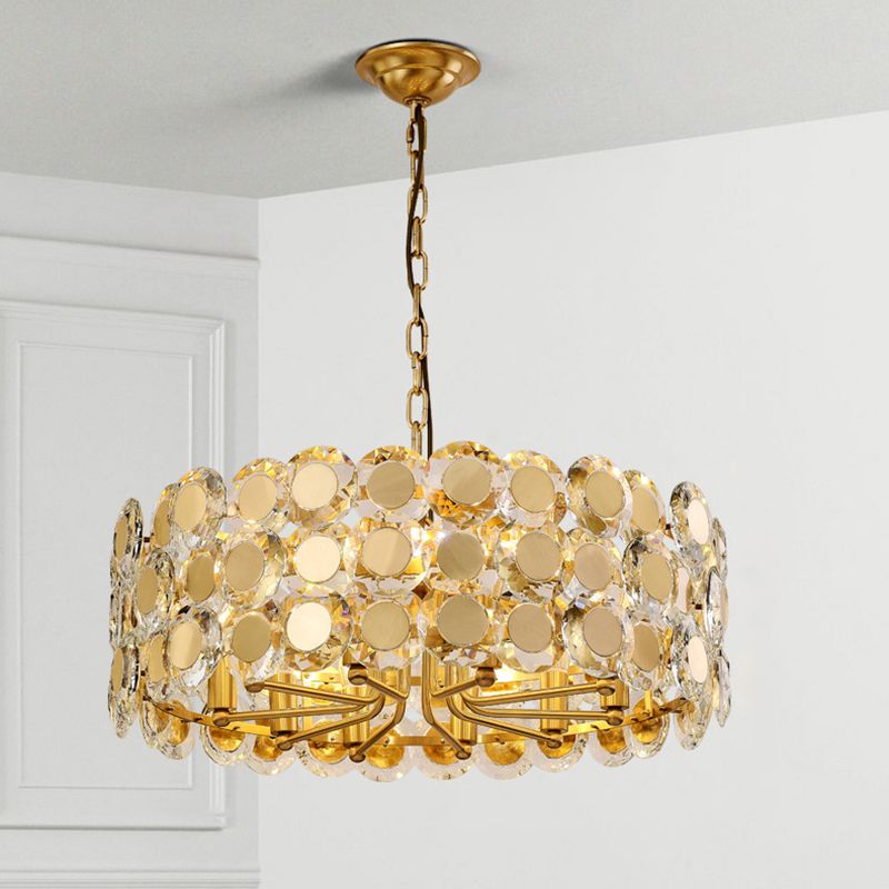 Postmoderne Multi -Head -Kronleuchterleuchten goldener Metallhängekronleuchter für Cafe