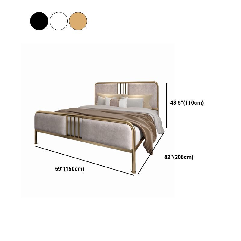 Upholstered Metal Bed with Headboard Low Profile Bed with Metal Legs