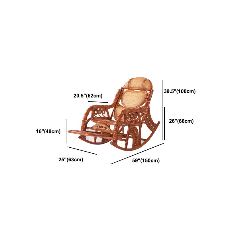 Traditional Spindle Rocking Accent Chair Tobacco Finish Rocker Chair Reclining