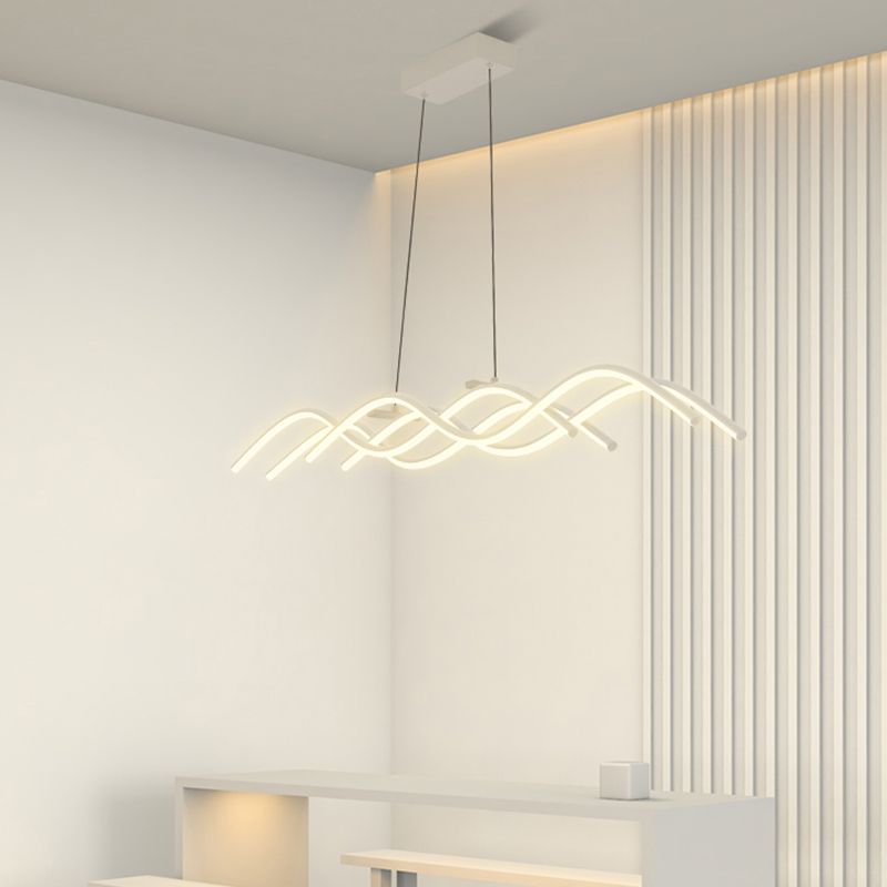 Ideas de iluminación de la isla de forma lineal de estilo moderno metal 4 colgantes de la isla ligera