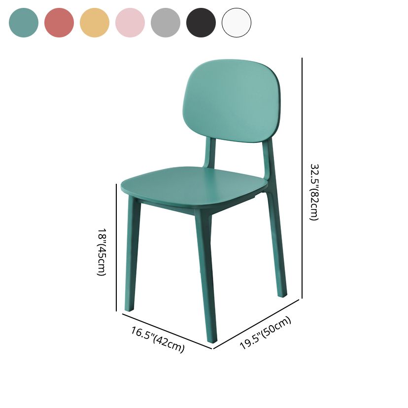 Silla de comedor de estilo moderno, sillas laterales de plástico sin brazos para cocina (juego de 4)