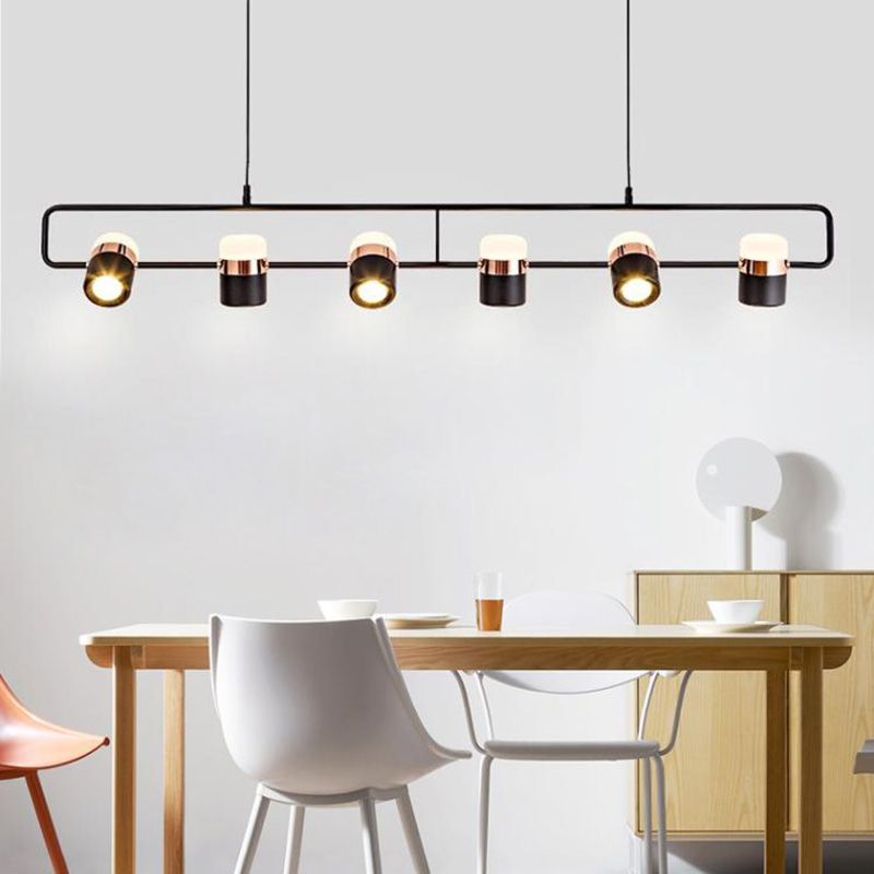 Lampade cilindriche dell'isola moderna lampada lampadario per l'isola multi-testa con ombra acrilica