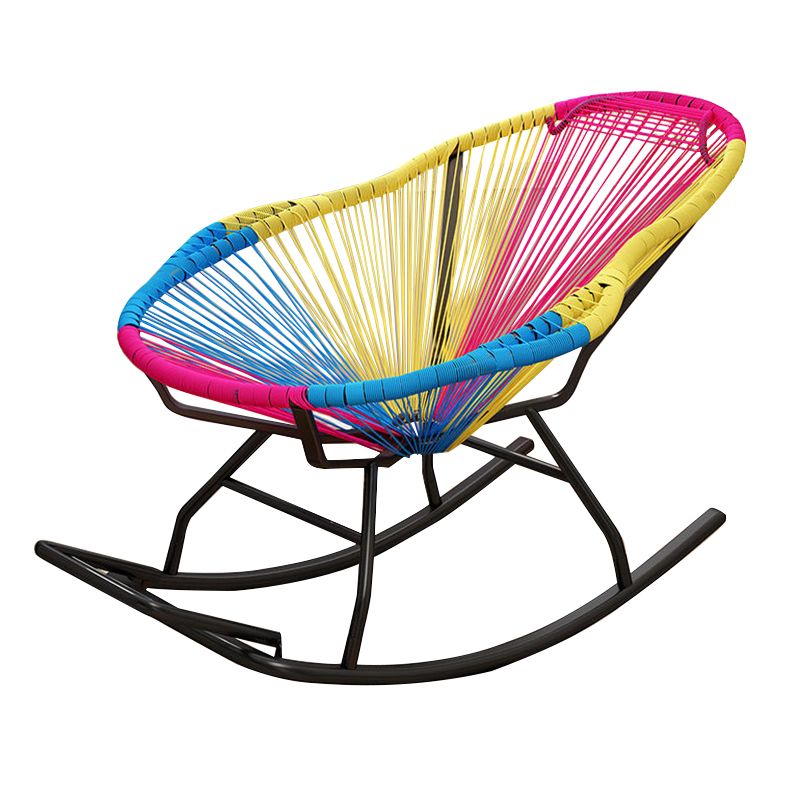 Contemporary Rocking Chair Woven Rope Rocking Accent Chair for Porch