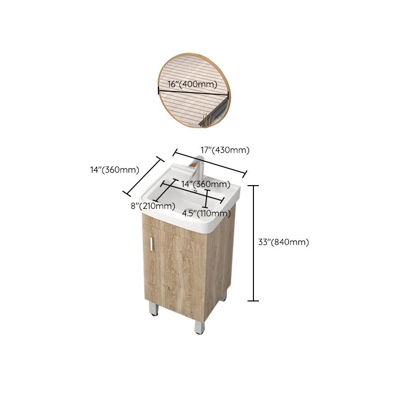 Mirror Vanity Wood Freestanding Rectangle 2 Doors Bathroom Vanity with Single Sink
