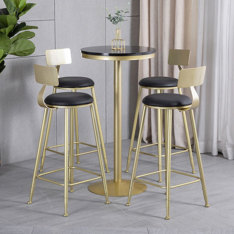 Glam Armless Backrest Counter Stool Iron Beauty Shop Bar Stool with Velvet Cushion