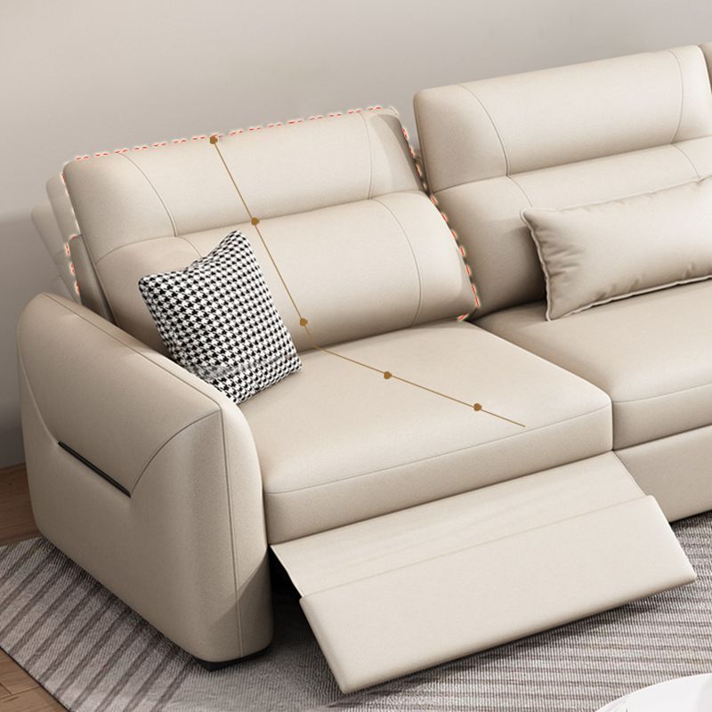 Scandinavian Futon Sofa Bed Square Arms with Storage Cushion Back Leather