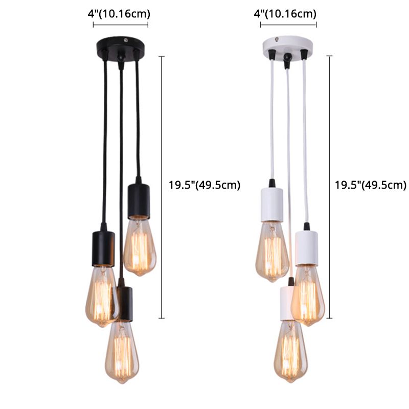 Exposed Bulb Restaurant Down Lighting Pendant Simplicity Metal Hanging Ceiling Light