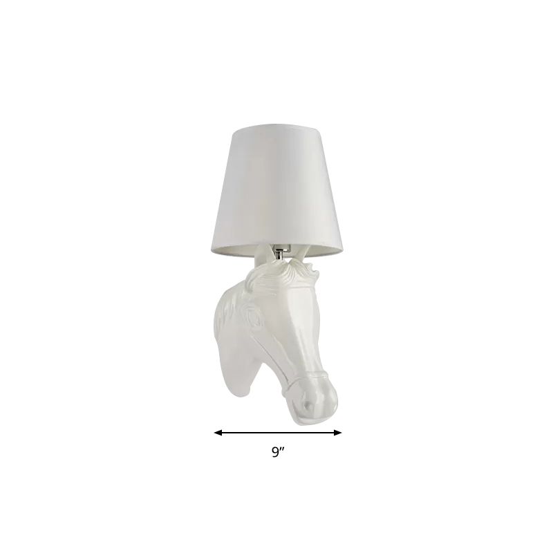 1 hoofd paardenkop wandlicht met emmer schaduw rustieke hars wandlamp in wit voor bed