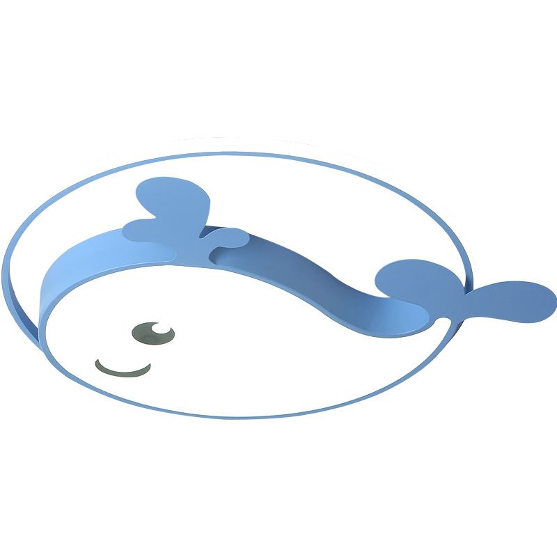 Accesorio de techo LED de delfín acrílico en soporte empotrado de hierro lacado de estilo creativo para niños para dormitorio