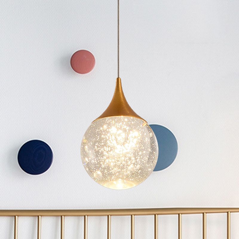 Kugel Schlafzimmer Suspension Licht Einfacher gesätter Kristall 1 Glühbirnenkaffee Hanging Lampe