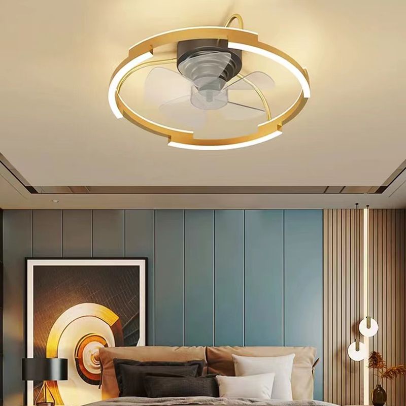 Geometric Shape Metal Ceiling Fans Modern Multi-Lights Ceiling Fan Lamp