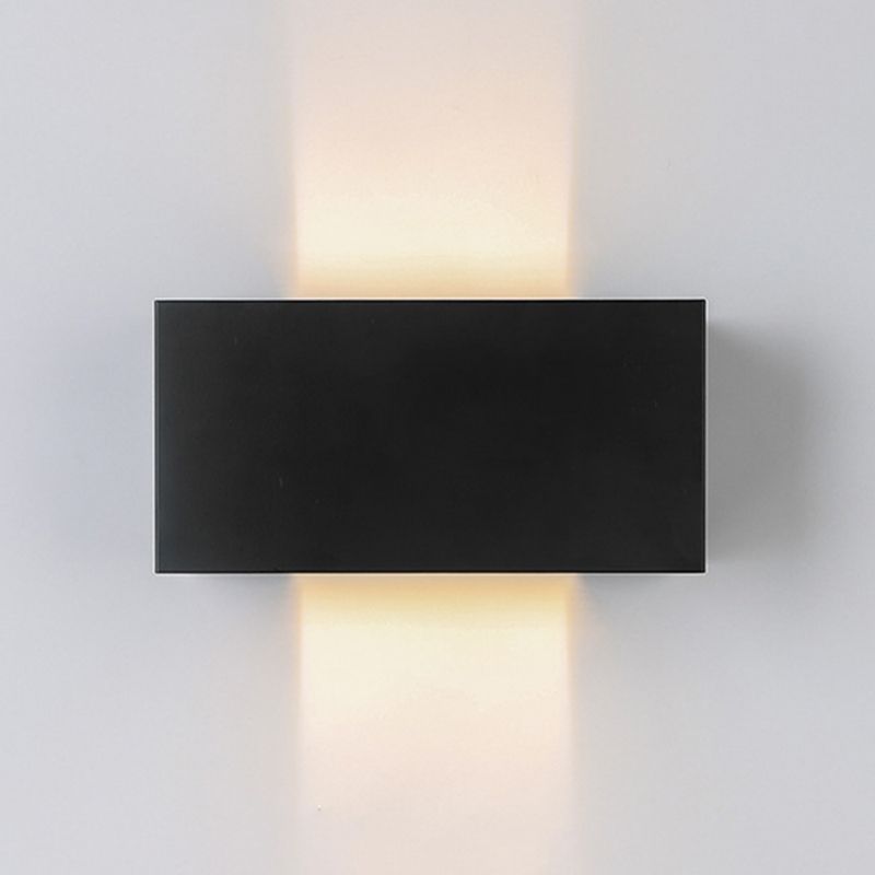 Black 4-Light LED Wall Lamp in Modern Simplicity Aluminium Rectangular Wall Light with Glass Shade