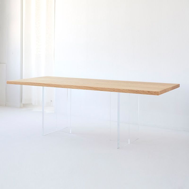 Modern Solid Wood Kitchen Table Rectangle Dining Table with Double Pedestal