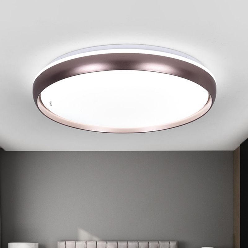 Slim Round Ceiling Lamp Modernism Metallic LED Dark Brown/Copper/Dark Gold Flush Mount Lighting Fixture for Parlor
