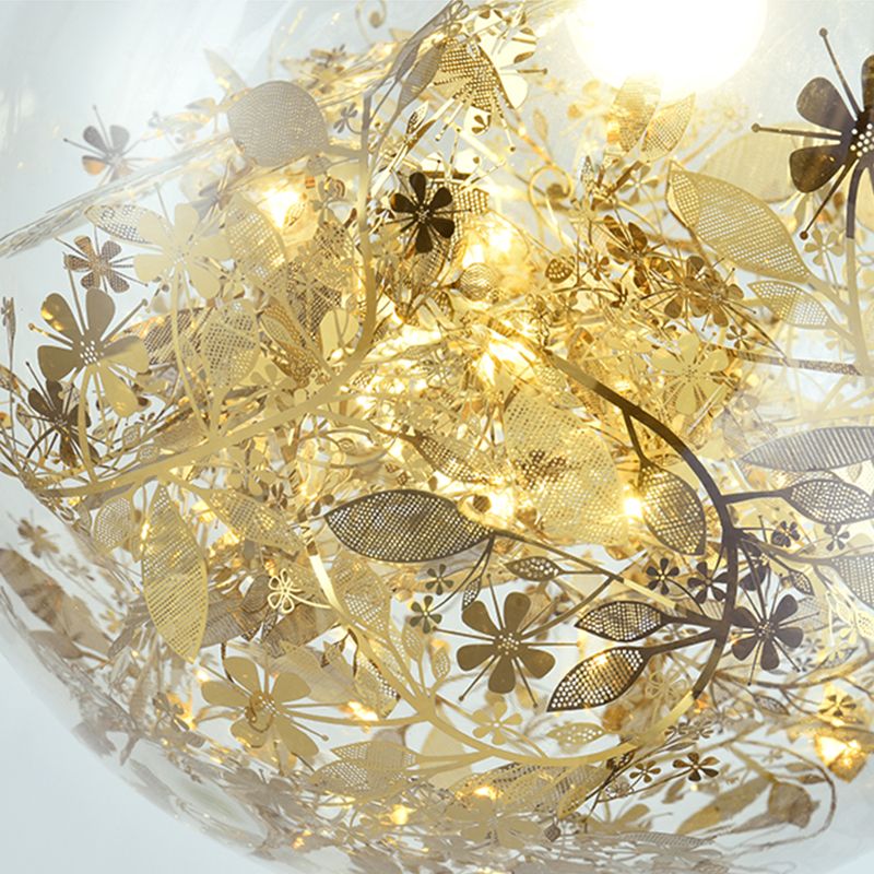 1 Light Orb Hanging Ceiling Light Modern Style Glass Hanging Lamp Kit