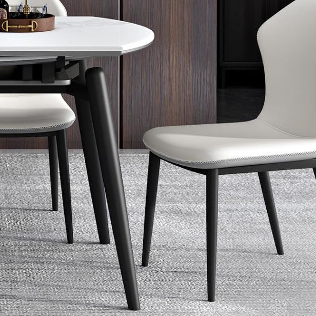 Modern Wood Base Dining Table Round Extendable 4 Legs Dining Table