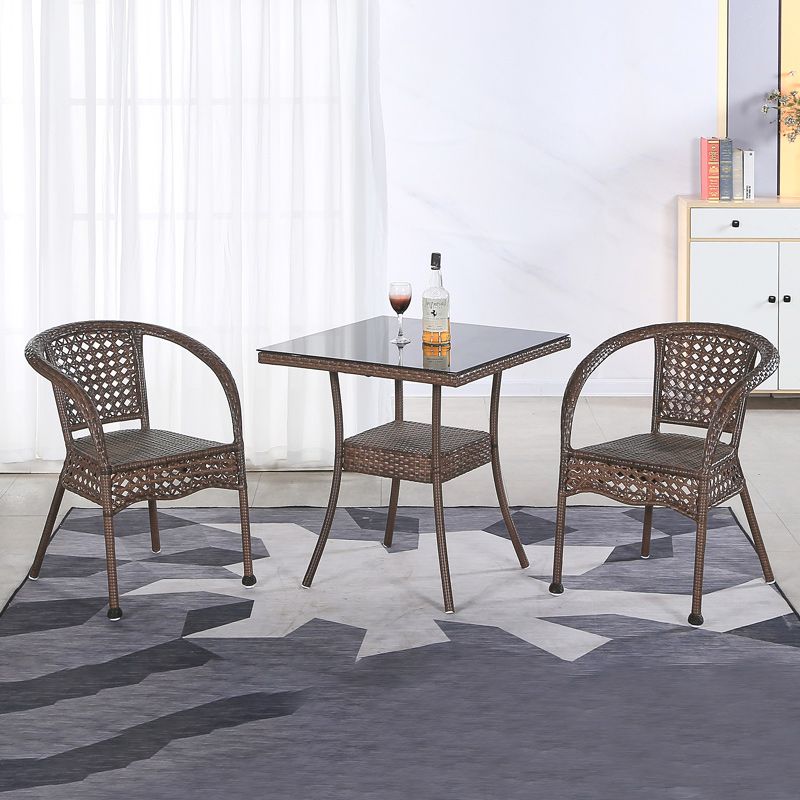 Tropical Dark Brown Indoor/ Outdoor Arm Chair in Faux Rattan