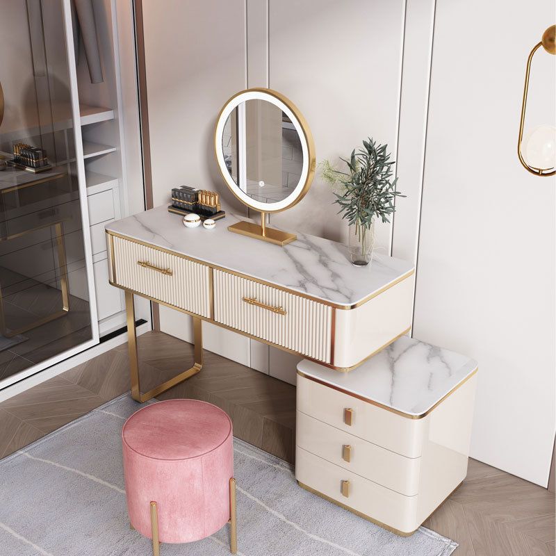 Glam 17.71" Wide Vanity Set Stone Dressing Table with Drawer
