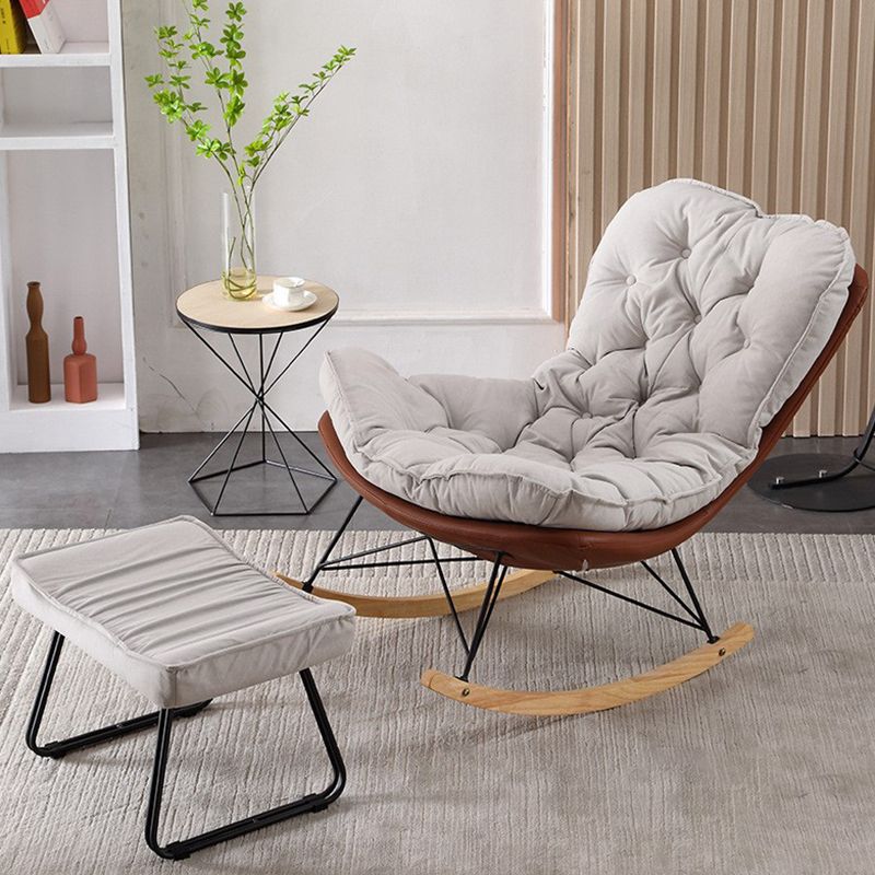 Contemporary Rocking Chair Upholstered Tufted Cushions with Light Legs Glider