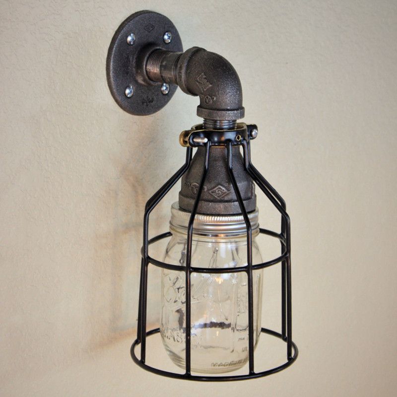 Black Industrial Style Sconce Light Fixtures Wrought Iron Wall Lamp Sconce for Bar