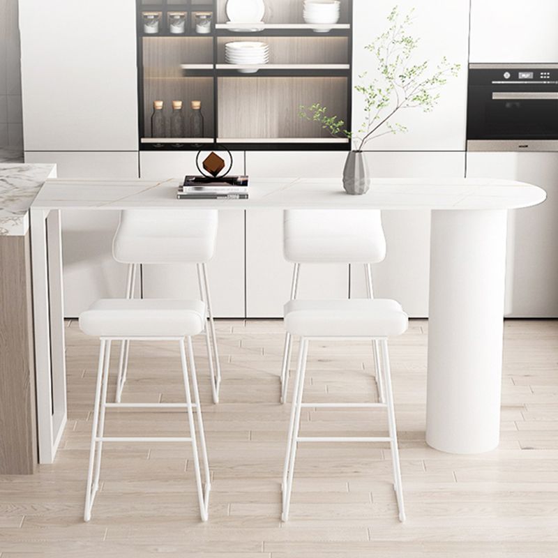 Contemporary Bar Table Stone Bar Desk with Double Pedestal for Home