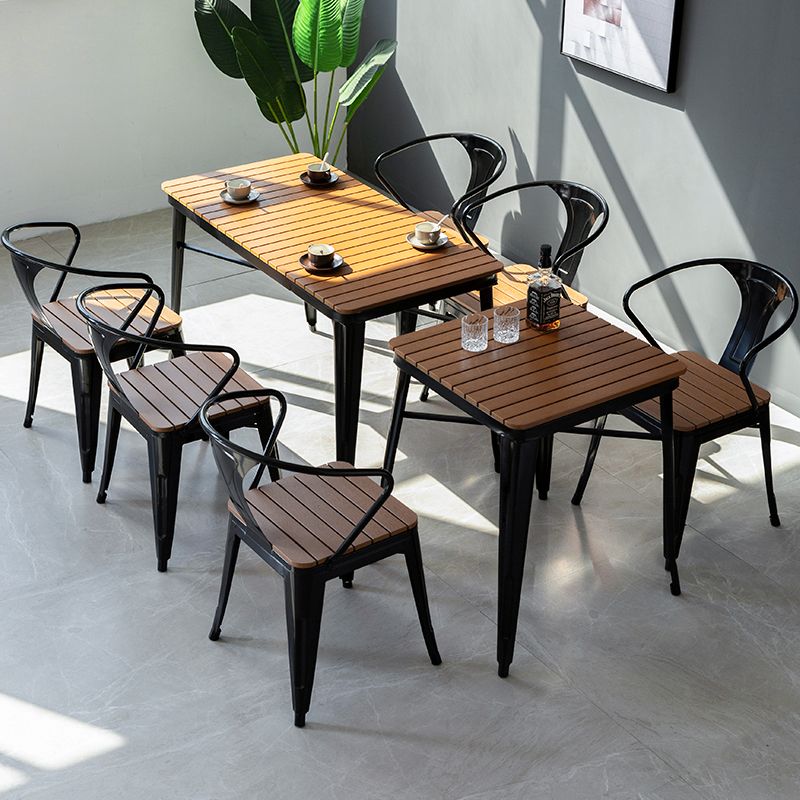 1/3/5 Pcs Metal Industrial Dinette Set with Manufactured Wood Table Dining Set